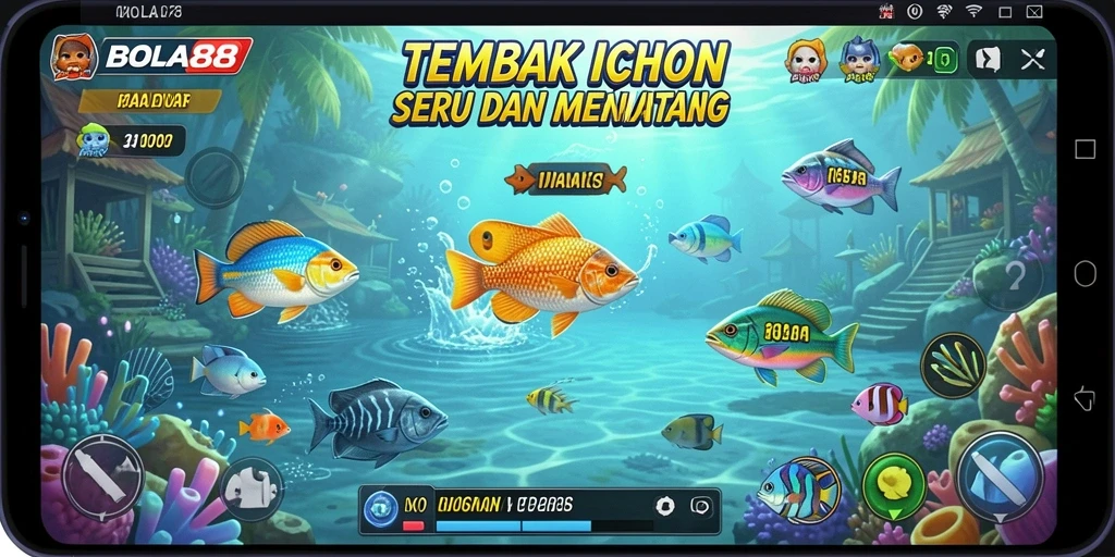 Tampilan gameplay seru dalam game Tembak Ikan BOLA88.