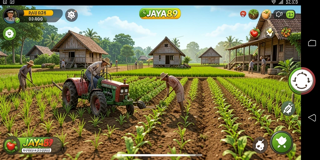 Screenshot utama JAYA89 menampilkan keseruan gameplay bertani.