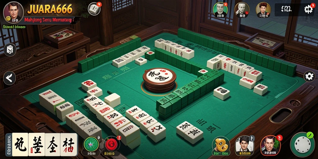Gameplay seru Mahjong di JUARA666, menampilkan ubin yang penuh warna.