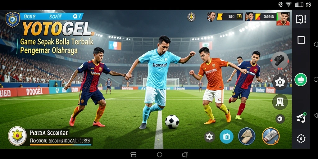 Tampilan gameplay YOTOGEL dengan aksi seru di lapangan sepak bola.